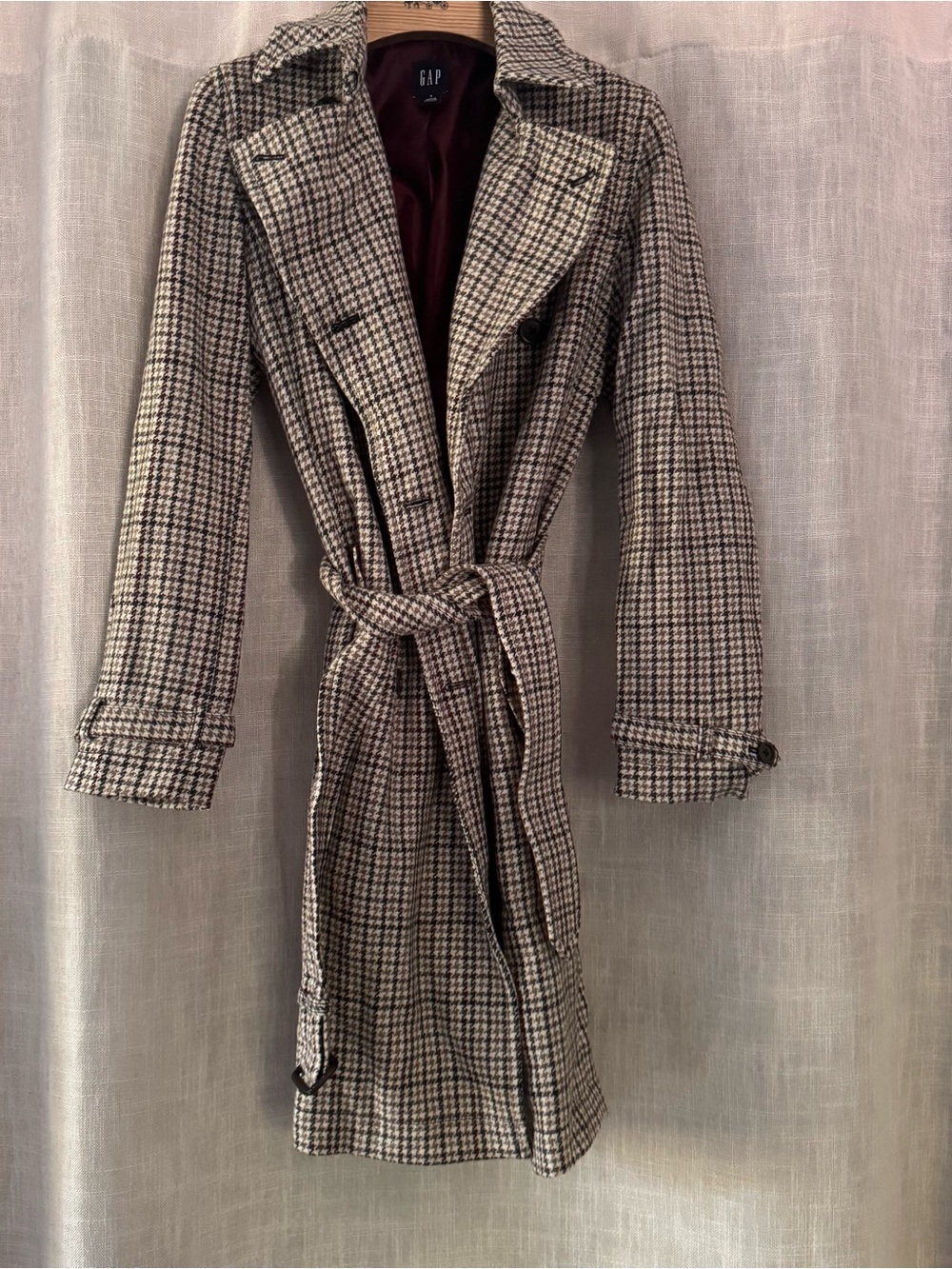 Gap Wool-Blend Herringbone Trench Coat size small